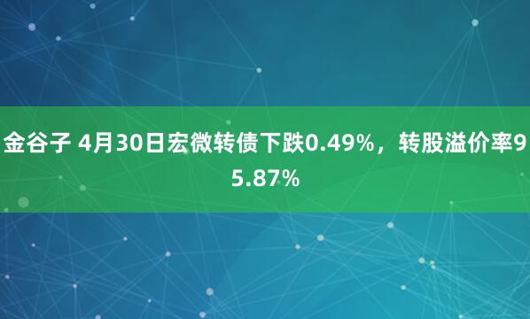 金谷子 4月30日宏微转债下跌0.49%，转股溢价率95.87%